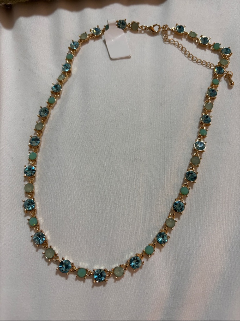 Gold-Tone Blue & Cream Crystal Necklace - Women Jewelry